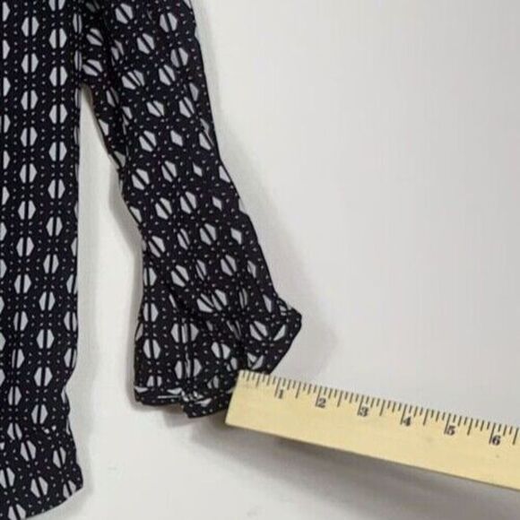 The limited Womens Small Black V Neck Smocked Waist Sheer Top Blouse - Picture 3 of 8